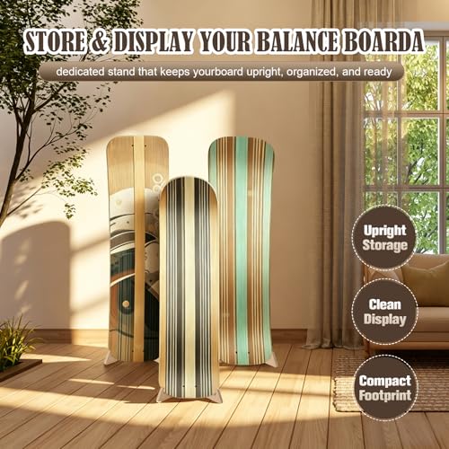 2 Pack Wooden Balance Board Stand, Display Rack and Storage Holder for Balance Trainer and Wobble Board, Stable Organizer for Home Gym, Surf Training and Yoga Practice, 10 x 7.5 x 4 Inch