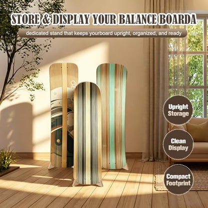 2 Pack Wooden Balance Board Stand, Display Rack and Storage Holder for Balance Trainer and Wobble Board, Stable Organizer for Home Gym, Surf Training and Yoga Practice, 10 x 7.5 x 4 Inch