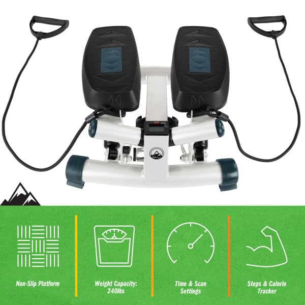 Portable Stair Stepper Exercise Machine with LCD Monitor and Resistance Bands – Compact Home Gym Stair Climber for Cardio, Strength, and Full-Body Workouts by Wakeman