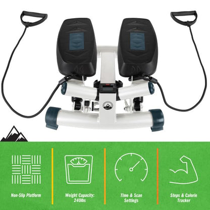 Portable Stair Stepper Exercise Machine with LCD Monitor and Resistance Bands – Compact Home Gym Stair Climber for Cardio, Strength, and Full-Body Workouts by Wakeman