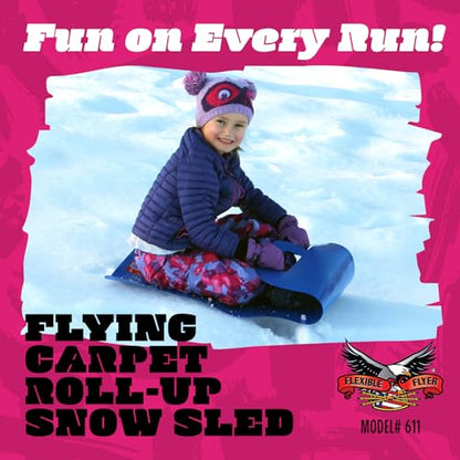Flexible Flyer Flying Carpet Lightweight Roll-Up Snow Sled – 36" Portable Rolling Snow Slider Mat for Kids, Durable & Easy to Carry for Outdoor Winter Fun, Blue