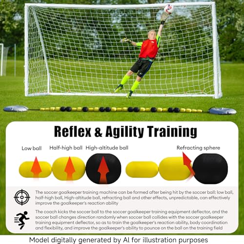 9-13 FT Single Line Goalkeeper Ball Deflector, Soccer Goalkeeper Training Equipment, Multiple Different Refraction Angles, Enhanced Reaction Time & Ball Control