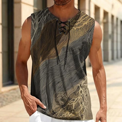 domirica Mens Summer Casual Sleeveless Shirts Plus Size Oversized Trendy Lightweight Pull On Tank Top - color: Earth, size: Medium