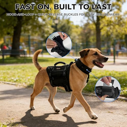 Weighted Dog Vest for Medium and Large Dogs, Adjustable Dog Weight Vest with Weighted Collar, 4 Removable Weight Blocks for Exercise, Walking, Strength Training & Conditioning（L）