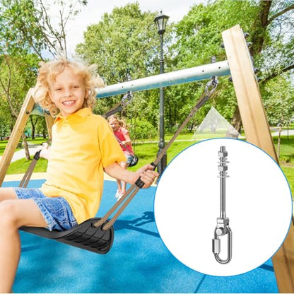 Dolibest Heavy Duty Swing Hanger, 304 Stainless Steel Swing Bolts w/Quick-Connect Carabiner, Swing Hook w/Dual-Screw Locking for Hammock, Yoga Swing, Porch Swing for Wood/Metal Beam-(M10X5'')-1500LB - color: M10X5''-4PCS
