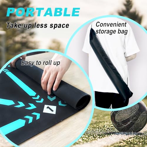 Non-Slip Thickened Soccer Training Mat with Guide - color: Black-Blue