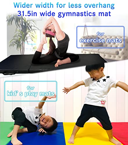 KaRaDaStyle Gymnastics Mat Folding Stretch Mats 71"x31"x2" Exercise Muscle Training Children Play Horizontal Bar Mat Yoga Sports Soundproof Home Use - color: AquaBlue/3-fold