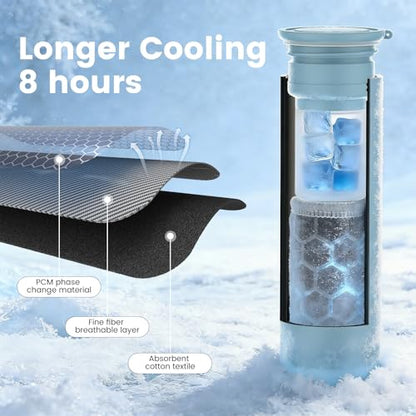 Cooling Station 3-in-1 Portable Kit: Insulated Stainless Steel Bottle with Reusable Ice Bag & Cooling Towel for Yoga, Running, Gym, Fitness, Workout, Camping & Sports