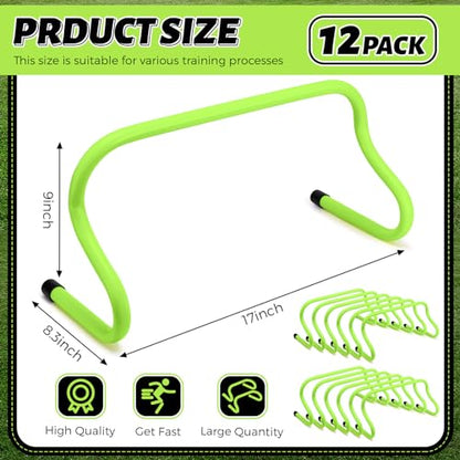 Wettarn 12 Pcs 9" Speed Training Agility Hurdles for Athletes Reliable Training Hurdle Plyometric All Purpose Practice Equipment for Soccer Basketball Football - color: Green