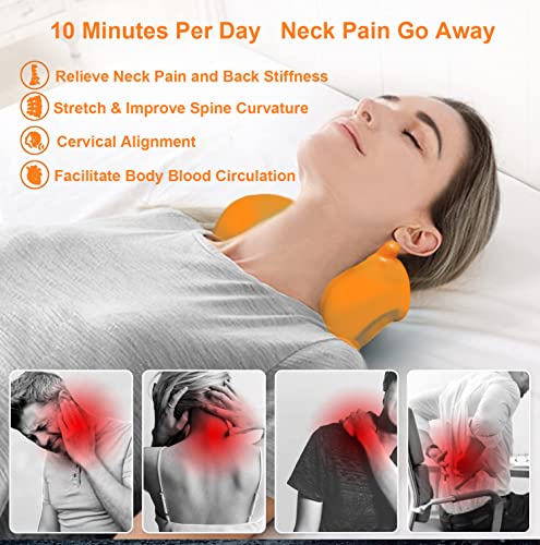 Cervical Traction Device Pillow Neck Stretcher Equipment for TMJ Neck Pain Relief Neck and Shoulder Relaxer with Upper Back Massage Cervical Spine Alignment Chiropractic Pillow