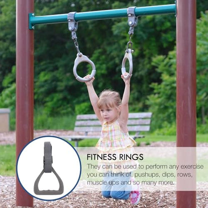 VILLCASE ’s Gymnastic Rings Set 2pcs with Adjustable Straps Gray Fitness Rings for Home Strength and Shoulder Joint Training Equipment