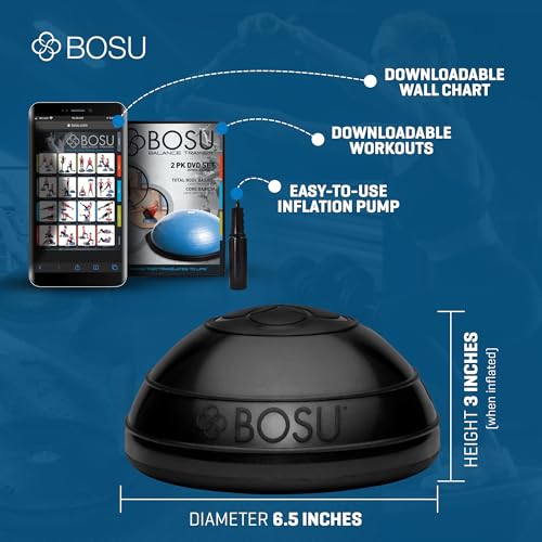 BOSU 6.5 Inch Balance Pods, Stability and Balance Exercise Workout Equipment for Home Gym, Core Training, Physical Therapy and Fitness, 2 Pack, Black