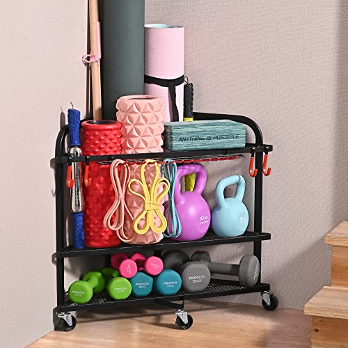 PLKOW Home Gym Storage Rack for Dumbbells, Kettlebells and Yoga Mats