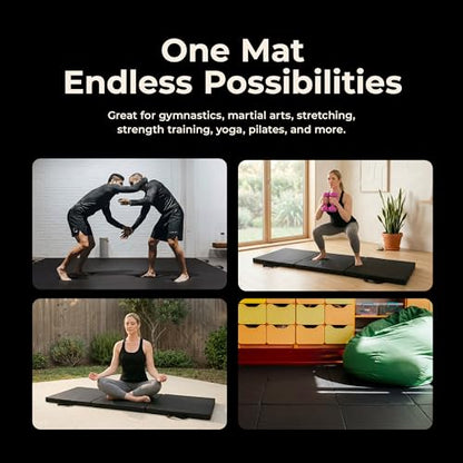 Sunny Health & Fitness Tri-Folding & Puzzle Exercise Mats – Extra Thick, Durable, Non-Slip, Water-Resistant Cushioning for Home Gym, Yoga, MMA, Gymnastics, Cardio, and Core Workouts - style: 6 FT x 2 FT
