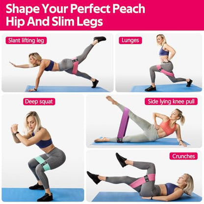 Fabric Resistance Bands for Working Out, Exercise Bands for Glutes and Legs - color: 1.Pink,Aqua,Purple