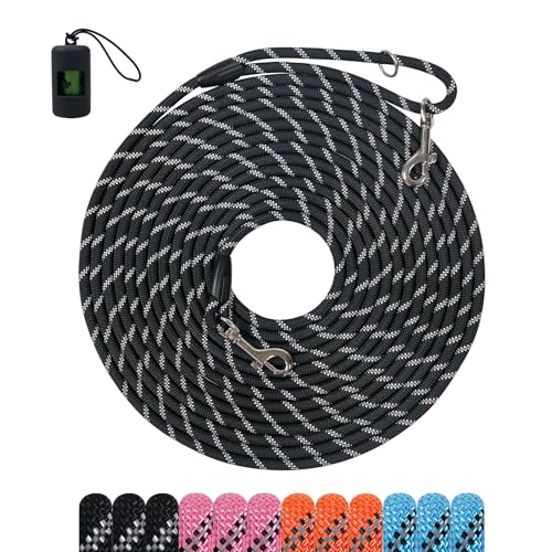 Long Dog Training Leash，Heavy Duty Reflective Rope Lead for Small Medium Large Dogs ，6FT 10FT 15FT 30FT 50FT for Training, Walking, Backyard, Camping