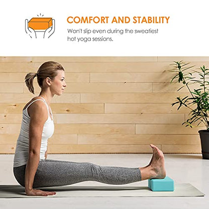 Sol Living Yoga Blocks 2 Pack High Density EVA Foam Yoga Cushion Stretching Pilates Meditation Exercise Equipment Support Deepen Poses Odor Free Non Slip Yoga Accessories - 4" x 6" x 9"- Turquoise - color: Turquoise