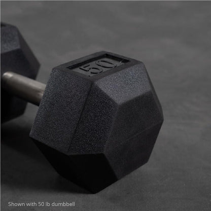 Titan Fitness Free Weights, Rubber Coated Hex Dumbbell, Straight Stainless Steel Handle, Strength Training, Full Body Workout - style: 30 pound Single