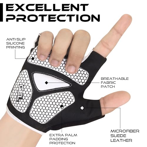 BEAST RAGE Half Finger Cycling Gloves for Men Women, Gel Padded Anti-Slip Shock Absorbing Weight Lifting Gym Gloves Cycle Mountain Bike Gloves for MTB, Biking, Hiking - color: Grey