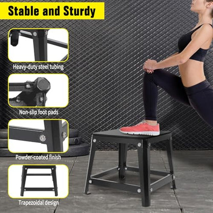 Plyometric Boxes for Jumping - color: Black, size: 12/18/24 inch