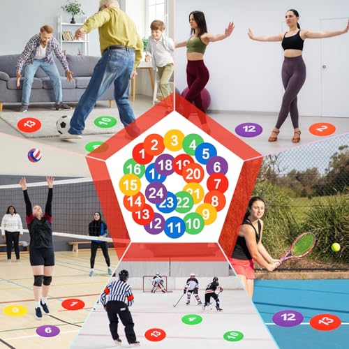 24 Pieces 9 Inch Poly Spots, Anti-Slip Spot Markers Floor Spots | Waterproof Flat Filed Cones Poly Dots for Agility Drills, Basketball, Football Training, Sport Activities and Exercise