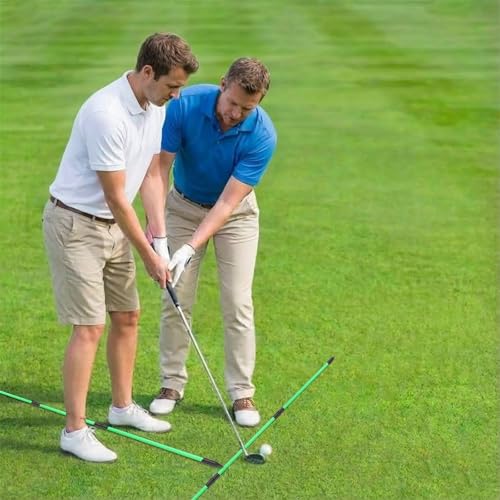 Golf Alignment Sticks 2 Pack, Collapsible Practice Rods with Tube Case, Portable Training Aid for Aiming, Putting, Swing, Training - Home & Driving Range Use