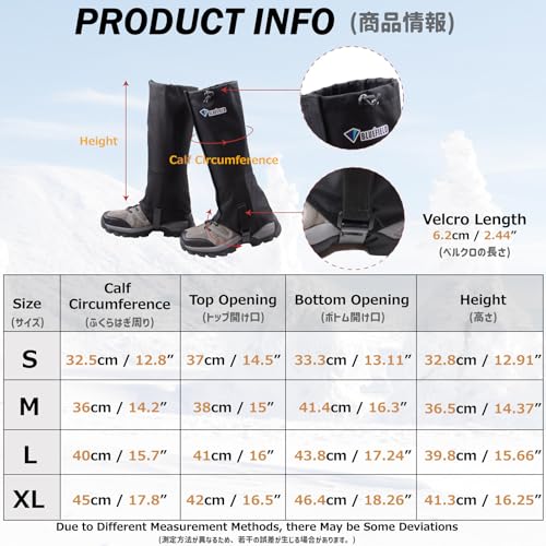 Hiking Gaiters for Outdoor Hunting Walking Backpacking Women Men Ankle Leg Guard Boot Legging Cover Snow Waterproof - color: #01 Black