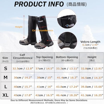 Hiking Gaiters for Outdoor Hunting Walking Backpacking Women Men Ankle Leg Guard Boot Legging Cover Snow Waterproof - color: #01 Black
