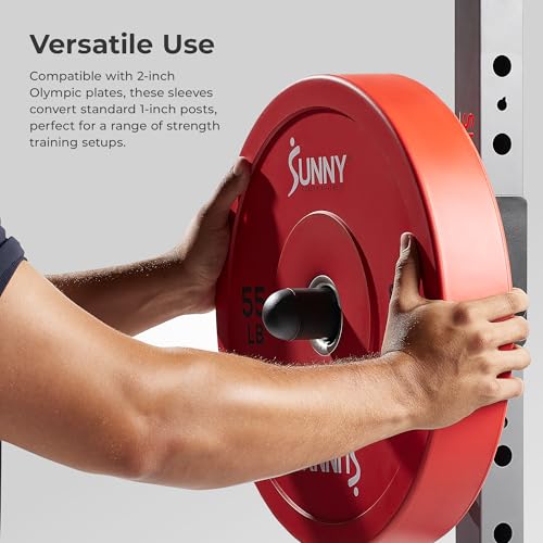 Sunny Health & Fitness Power Cage Squat Rack Upgrade Attachments, Dip Bar, Plate Bar Holder, Belt Squat, J Hook, Lat, Adapter, U Ring, Pull Up Bar, Landmine, Captain's Chair, Tricep Rope For Home Gym - style: Olympic Adapter