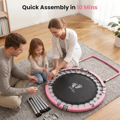 RAVS 36" Toddler Trampoline, Foldable Indoor Kids Trampoline with Handle - color: Pink