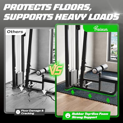 0.56" Rubber Top Gym Flooring, Heavy Duty Interlocking Gym Mats for Home Gym, Non-Slip Workout Mat, 24 x 24in Large Gym Floor Mat, Protect Floors from Weights & Equipment, 96 Sq Ft, Black/Blue