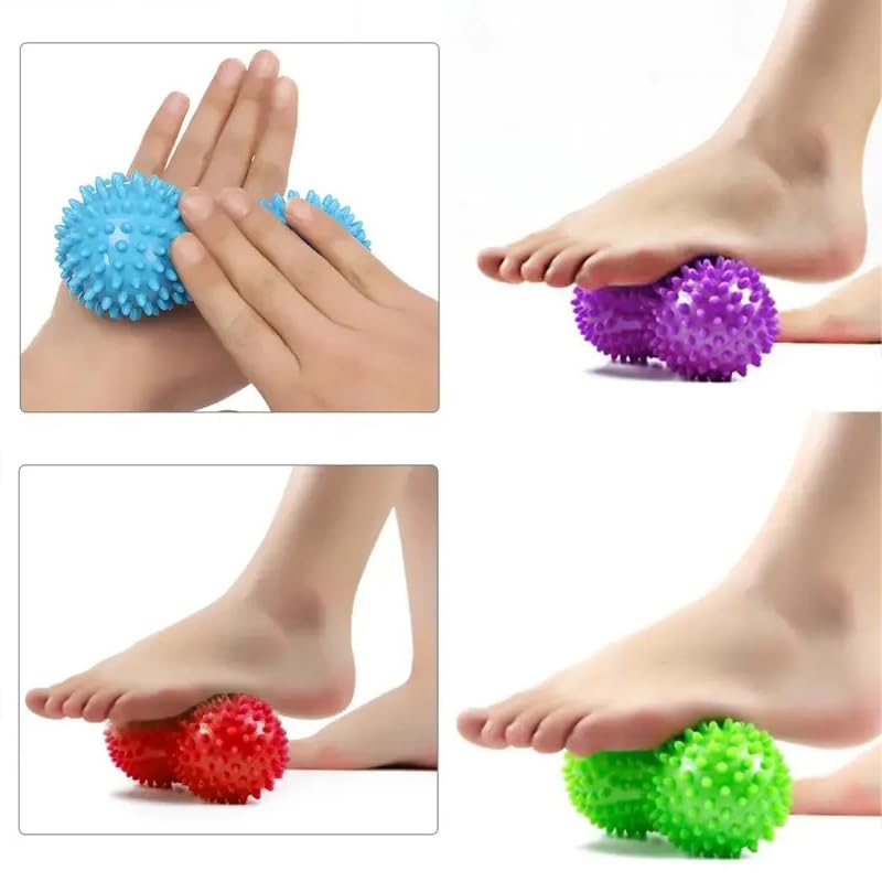 2 Pack Peanut Massage Ball Roller Spiky Double Lacrosse Balls Trigger Point for Stress Reflexology Foot Muscle Therapy Deep Tissue Relieve Strength Exercise Fitness Body