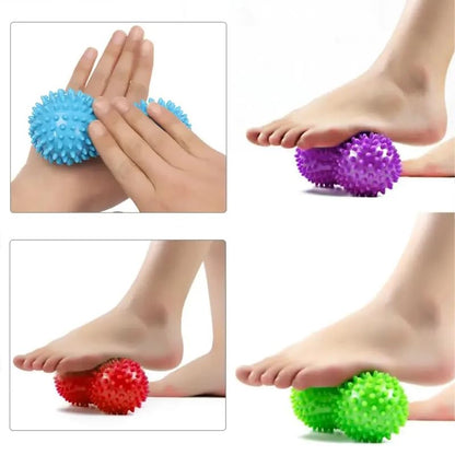 2 Pack Peanut Massage Ball Roller Spiky Double Lacrosse Balls Trigger Point for Stress Reflexology Foot Muscle Therapy Deep Tissue Relieve Strength Exercise Fitness Body