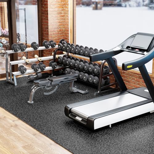 24 Tiles Exercise Mat, 96 Sq.Ft Interlocking Foam Floor Mat with Rubber Top, Non-Slip Waterproof Puzzle Gym Mat for Home Workout Equipment & Garage, 0.79" Thick (Black)