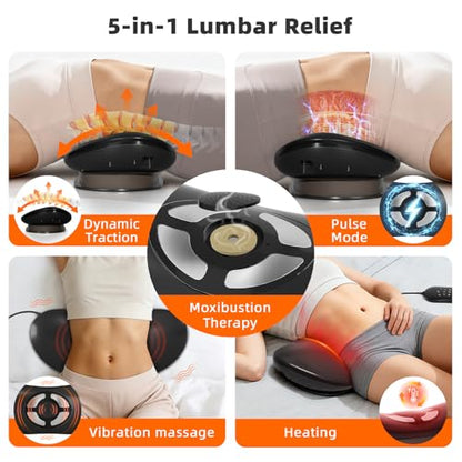 4-in-1 Electric Lumbar Traction Device, Back Massager with Adjustable Air Traction ,3 Level Heating, Vibration and Therapy,Lower Back Massager for Sciatica Relief, Office Lumbar Pressure & Stiffness