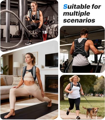 Weighted Vest Woman Man,8/12/16/20lbs Weight Vest with Plus Storage Pockets&Adjustable Straps,Durable Rucking Vests with Reflective Stripe for Walking,Running,Workout,Training, Weight Loss