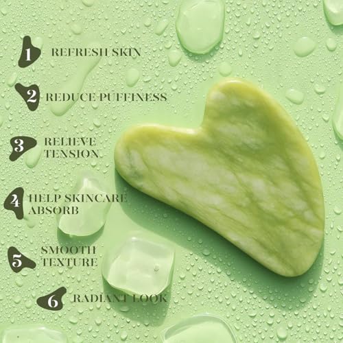 BAIMEI IcyMe Gua Sha & Jade Roller Set, Cooling Face Roller & Guasha Tool for Face Depuffing, Facial Sculpting & Jawline Definition, Smooth Rolling Skincare Tools Gifts for Women & Men – Green - color: Green