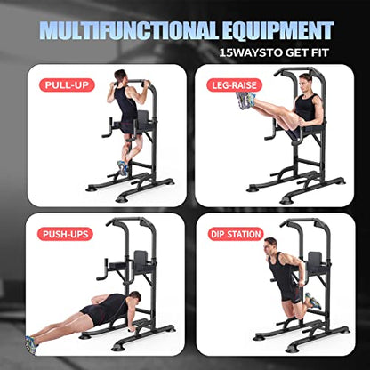 Power Tower Adjustable Height Pull Up & Dip Station Multi-Function Home Strength Training Fitness Workout Station for Home Gym - color: K
