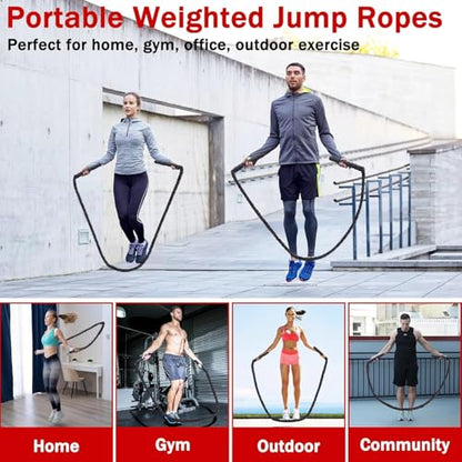 Weighted Jump Rope for Men Women, 1.5lb 2.8lb Heavy Jumping Ropes for Fitness, Adult Skipping Rope for Home Gym Exercise, Improve Strength and Building Muscle Workout Equipment