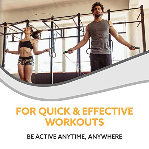 3DActive Jump Rope, Tangle-Free Adjustable Skipping Rope with Ball Bearings. Perfect for Home Workouts, Cardio Exercise & Burning Calories. Cordless Jump Rope, Handle Weights & Carry Bag Included - Black