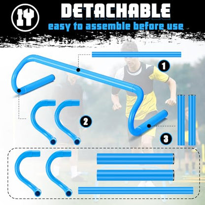 Wettarn 10 Pcs Speed Agility Training Hurdles Detachable Durable Hurdle Agility Plyometric and All Purpose Speed Training Equipment for Athletes Soccer Basketball - color: Blue