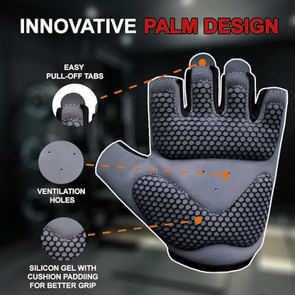 FITNESS FORCE Breathable Workout Gloves for Men and Women, Padded Weight Lifting Gloves with Full Palm Protection for Grip, Exercise, Cycling, Gym, Fitness Training