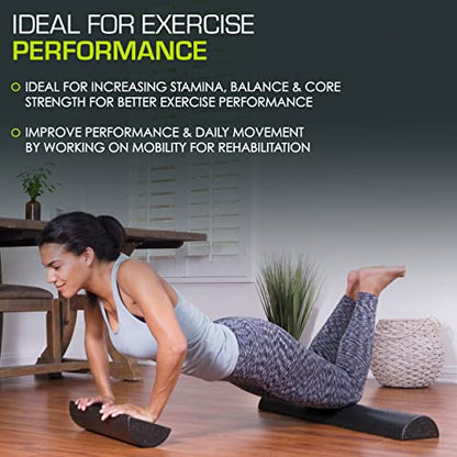 ProsourceFit High Density Foam Rollers - inches long. Firm Full Body Athletic Massager for Back Stretching, Yoga, Pilates, Post Workout Trigger Point Release - color: Black - 36"x 3"