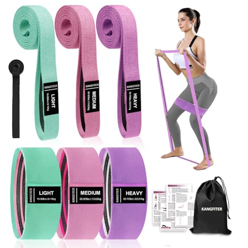 Long and Short Fabric Resistance Bands with Door Anchor, Non-Slip Stretch Booty Bands for Working Out Women & Men, Loop Exercise Elastic Bands for Home Physical Therapy Yoga Pilates - color: Green, Pink, Purple 7 PCS