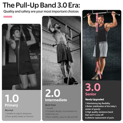 Pull Up Assistance Bands Set, Heavy Duty Adjustable Pull Up Assist Band with Feet Rest, Strength Training Bands for Home Gym Fitness, Pull-Up Bar, Calisthenics and Body Stretching