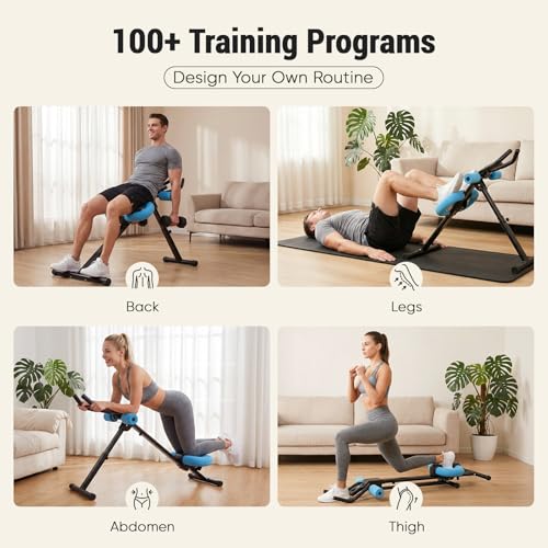 DUMOS Ab Workout Equipment for Home Gym, Exercise Machine Abs Trainer, Full Body Fitness System Adjustable for Abdominal Stomach Training, LCD Display, Knee Protection - color: Black&Blue
