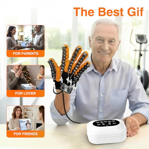 Hand Rehabilitation Equipment, Therapy Gloves for Stroke Hand Recovery Device, Robotic Rehab Glove for Finger Training, Adjustable Strength Hands Exerciser - size: Right-M