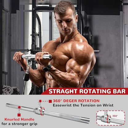 Fitvids Cable Attachment Set 800LB LoadCapacity Tricep Rope, Row Handle, StraightBar, V Bar Commercial Grade Cable MachineAccessories for Home Gym Workouts - size: 4-Piece Set-Chrome