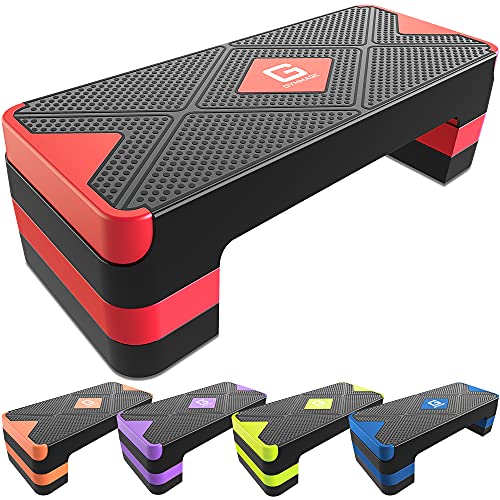 GYMMAGE Aerobic Exercise Step, Adjustable Height, - color: Red