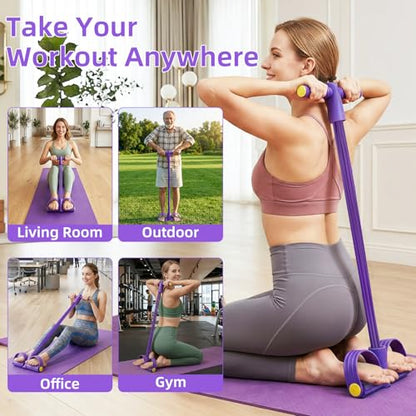 Pedal Resistance Band with Handles, Enhanced 6-Tube Foot Pedal Resistance Band, Multifunction Tension Rope for Full Body Workout, Manual Tension Training Pedal for Arms Legs Abs Waist Home Gym